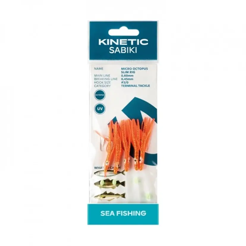 Sabiki Liten Bläckfisk Makrill/Torsk Orange/Glitter bild