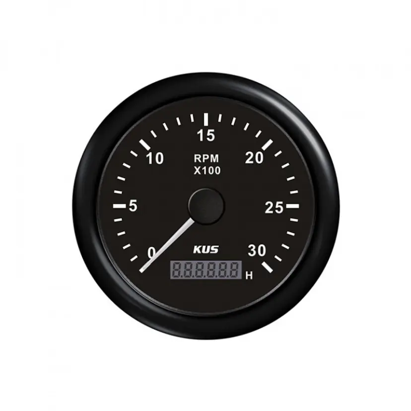 Varvmätare Diesel 0-3000 RPM Med Timräknare Svart 12/24V bild