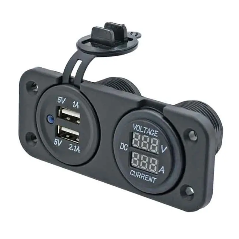 Panel Dubbla USB-uttag Och Amperemätare bild