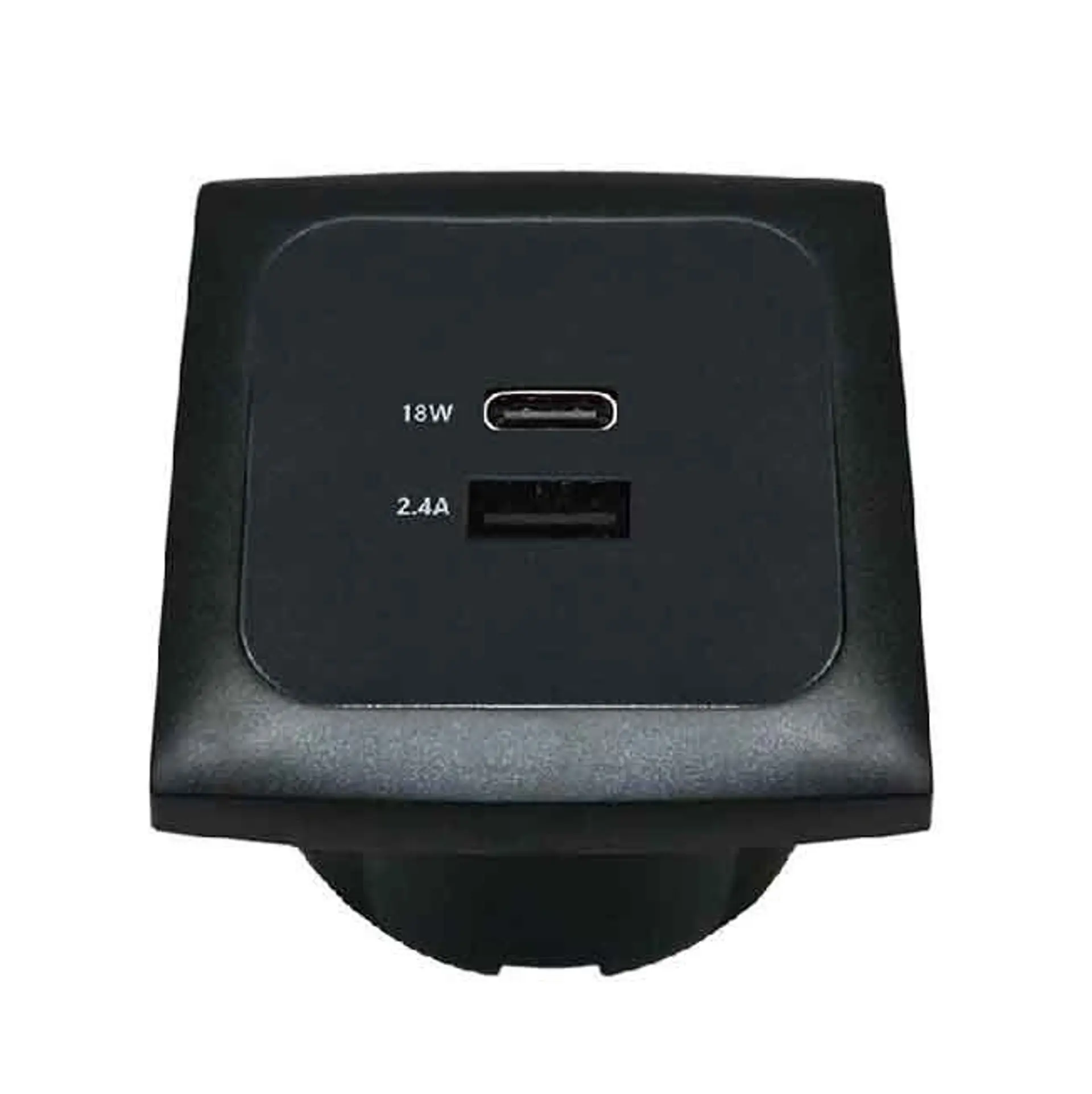 Inbyggd Kontakt 12/24V USB-A Och USB-C SvartProduktbild