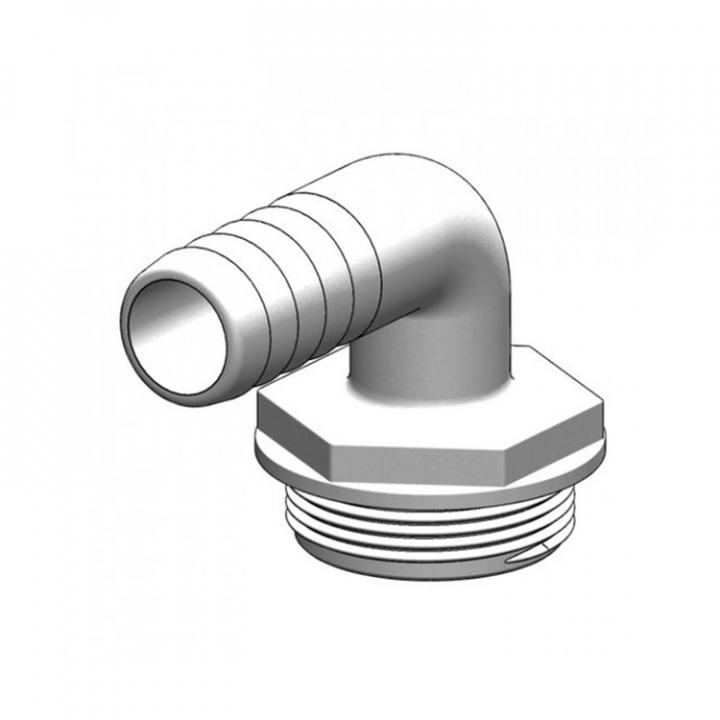 Vinklad Slangkoppling 90° Inkl Packning Vit i gruppen Inredning / VVS / Rördelar Nylon/Plast hos Marinsystem (1070486r)
