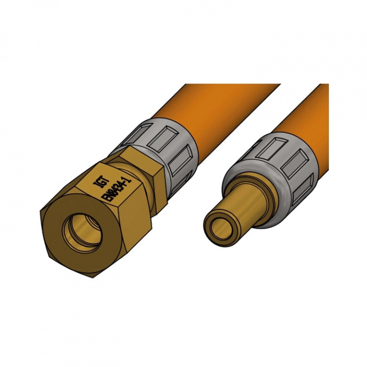 Gasolslang 40 cm Ändar: Ø8 mm Rör + 8 mm Sockel i gruppen Inredning / Pentry & Toalett / Gasoltillbehör hos Marinsystem (1094668)