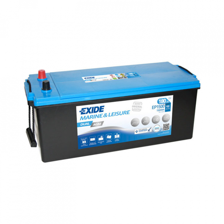 Dual AGM Batteri EP1500 180Ah 12V i gruppen El & Installation / Strömförsörjning / Batterier hos Marinsystem (1170342)