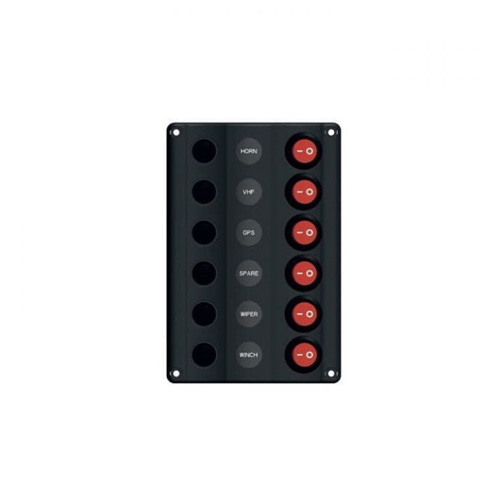 Wave LED Strömpanel 6 Brytare & Automatsäkring i gruppen El & Installation / Installationsmaterial / Strömställare & Paneler hos Marinsystem (1270024)