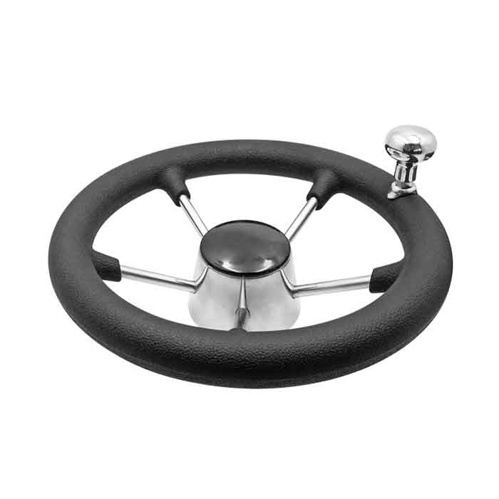 Stålratt Svart Med Rattknopp Ø28cm i gruppen Styrsystem & Manövrering / Rattar & Tillbehör hos Marinsystem (1420520)