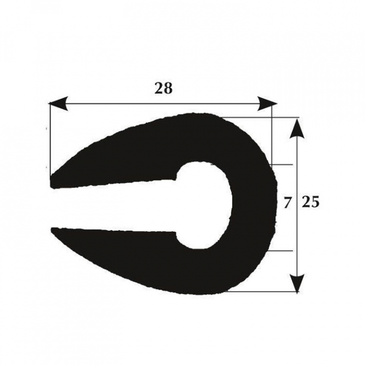 Fenderlist 28x25 mm Svart 50 m Rulle i gruppen Förtöjning / Fendrar & Tillbehör hos Marinsystem (1620211)