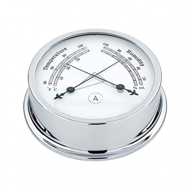 Pacific 120 Termo/Hygrometer Ø120/110mm Förkromad Mässing i gruppen Inredning / Komfort / Presentartiklar & Trivsel hos Marinsystem (1830017)