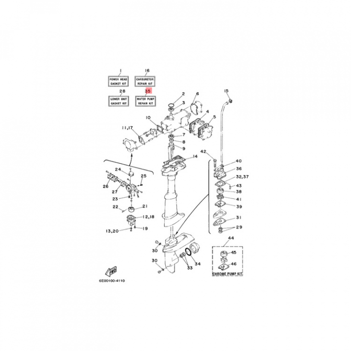 Impeller Repairkit Yamaha 4-5 hk (6E0W0078A500) i gruppen Motor & Tillbehör / Yamaha / Yamaha Impeller hos Marinsystem (6E0W0078A500)