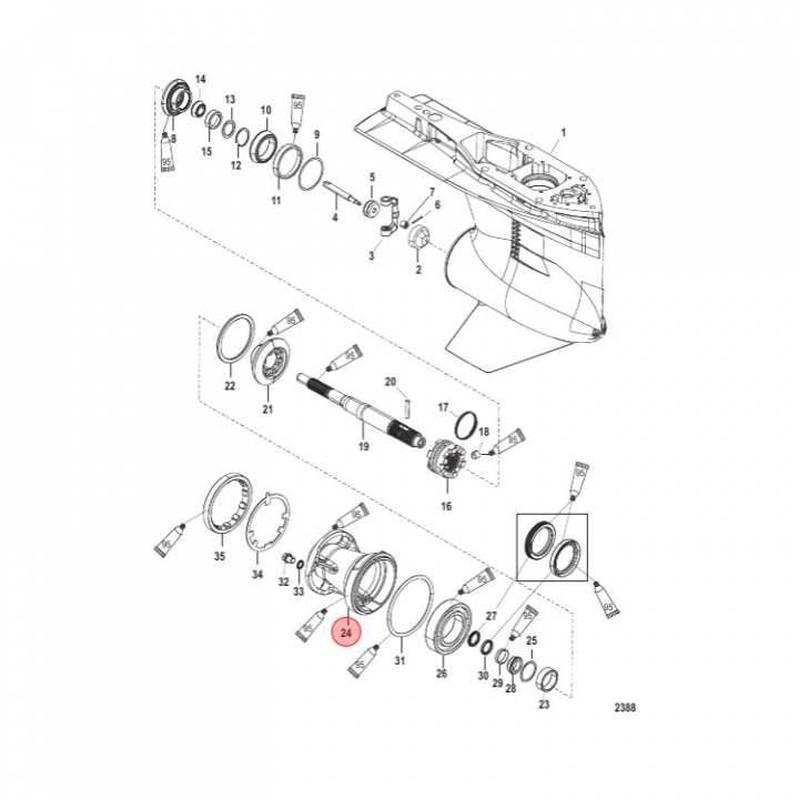 Lagerhållare Mercury 135-300 hk (880696A08) i gruppen Motor & Tillbehör / Mercury / Mercury Övriga Reservdelar hos Marinsystem (880696A08)