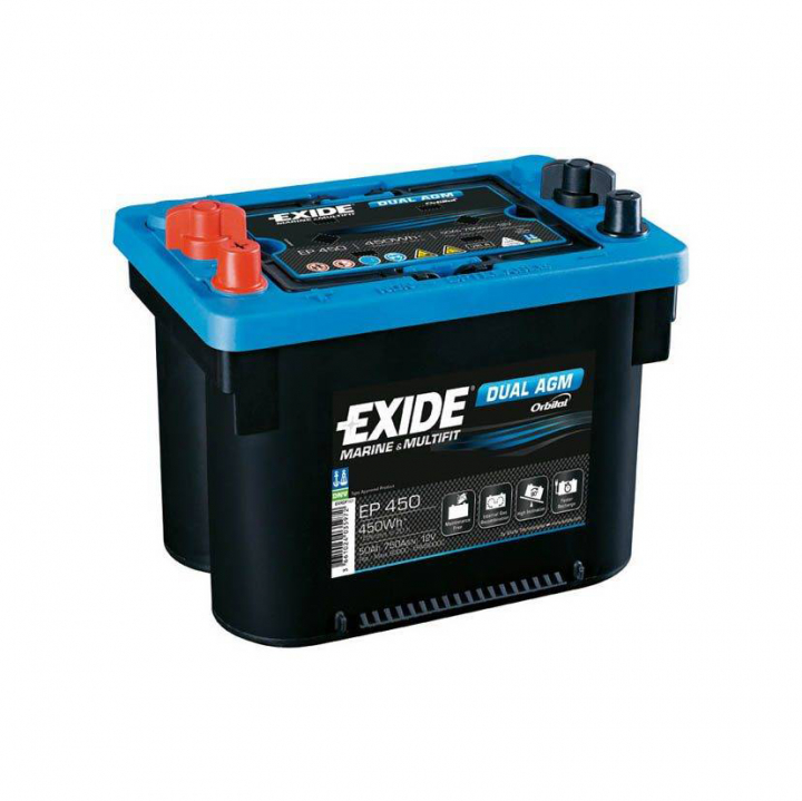 Exide Dual AGM 12V 50Ah i gruppen El & Installation / Strömförsörjning / Batterier hos Marinsystem (EP450)