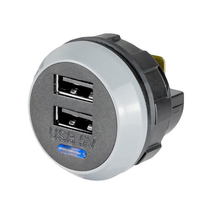 USB Laddare Dubbel  12/24V-5V 3,0A (37x33mm ø30mm) i gruppen El & Installation / Strömförsörjning / USB-Uttag & Laddare hos Marinsystem (PV-PRO-D)