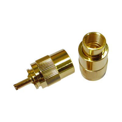 VHF-Kontakt PL259 Guldpläterad För 10 mm Kabel