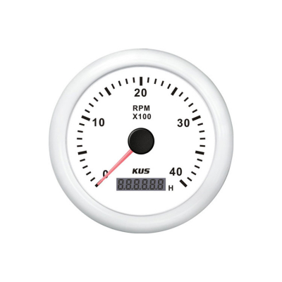 Varvmätare 0-4000 RPM Med Timräknare Vit 12/24V