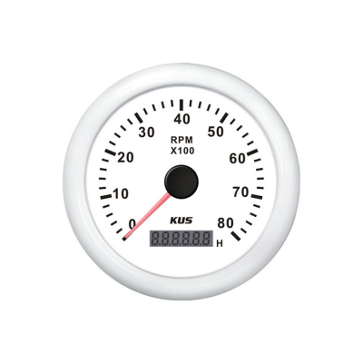 Varvmätare 0-8000 RPM Med Timräknare Vit 12/24V