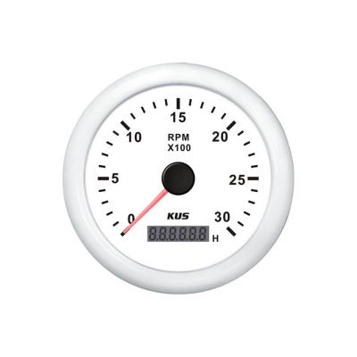 Varvmätare Diesel 0-3000 RPM Med Timräknare Vit 12/24V