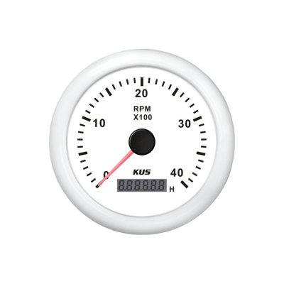 Varvmätare Diesel 0-4000 RPM Med Timräknare Vit 12/24V