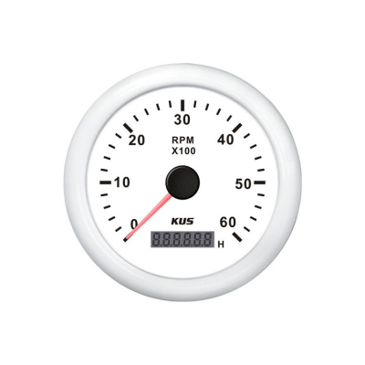 Varvmätare Diesel 0-6000 RPM Med Timräknare Vit 12/24V
