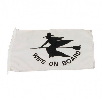 Humorflagga wife On Board 30x45cm