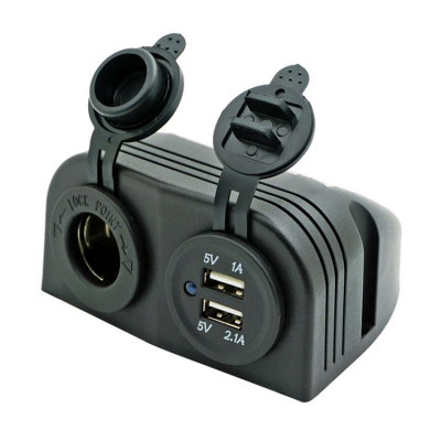 Utanpåliggande Dubbla USB-uttag 5V Och Cigarettkontakt 12/24