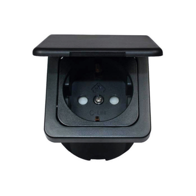 Strömuttag Svart Med Lock 220V