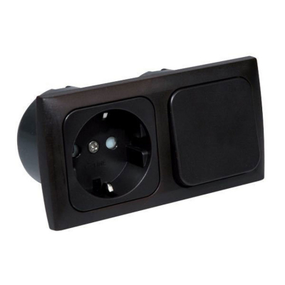 Strömuttag För Inbyggnad 220V Med Brytare Komplett Brun