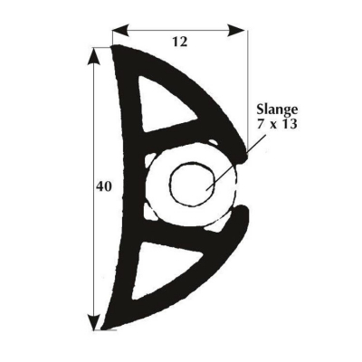 Fenderlist Med Läpp 40 mm Svart 50 m Rulle