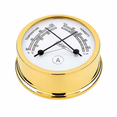 Atlantic 95 Termo/Hygrometer Ø95/70mm Förgylld Mässing