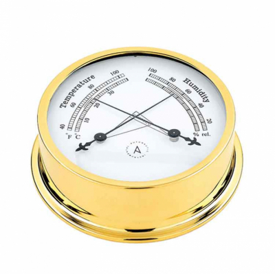 Pacific 120 Termo/Hygrometer Ø120/110mm Förgylld Mässing