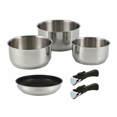 Grytset Grytor, Panna Och Avtagbara Handtag (6 delar)