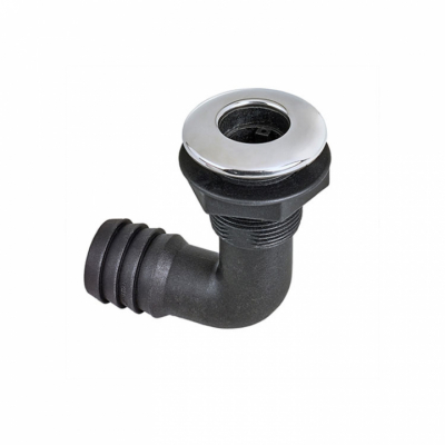 Bordsgenomföring Vinklad Plast Svart Nippel 25 mm Rostfri Fläns