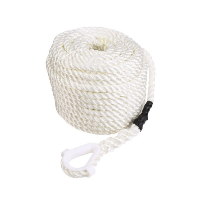 3-Slagen Polyester Lina Vit Med Nylonkaus Ø12 mm 35 m