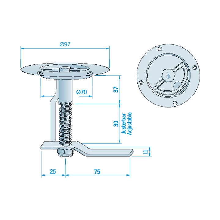 Ankarrulle Rostfri Inbyggnad <15 kg