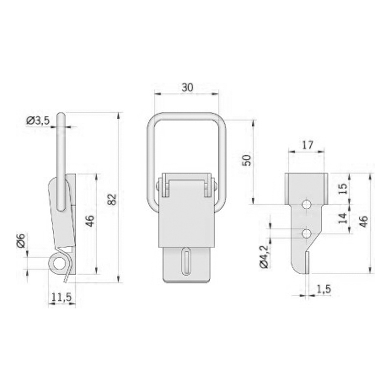 Excenterlås Rostfritt Utan Låsbeslag - 82x30 mm