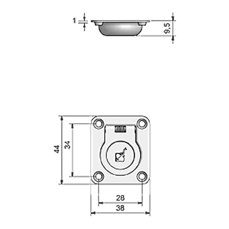 Durkbeslag Luckhandtag Rostfritt