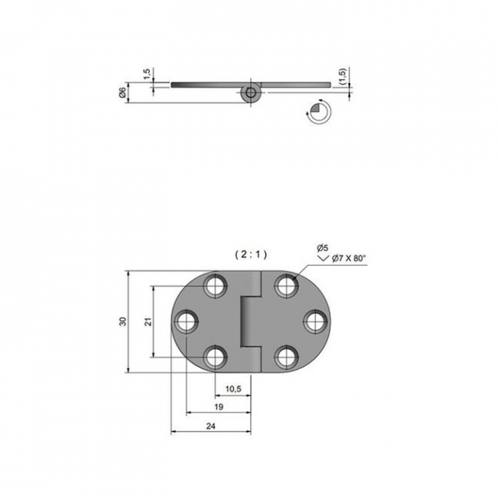 Gångjärn Omvänt 47x30 mm
