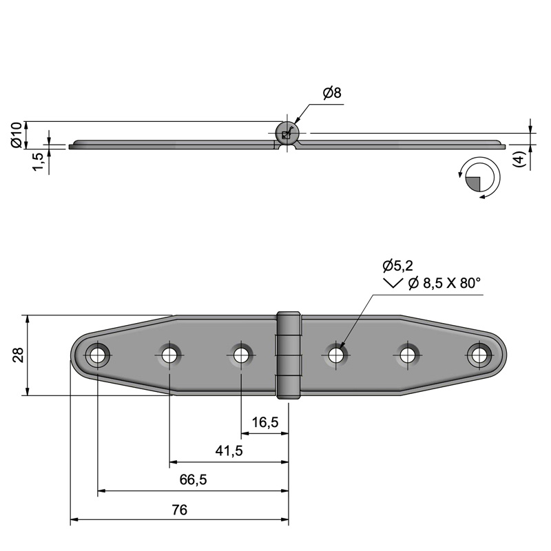 Gångjärn Rostfritt - 156x30 mm 