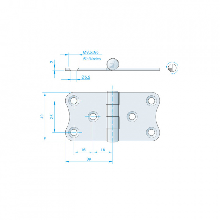 Gångjärn 78x40 mm