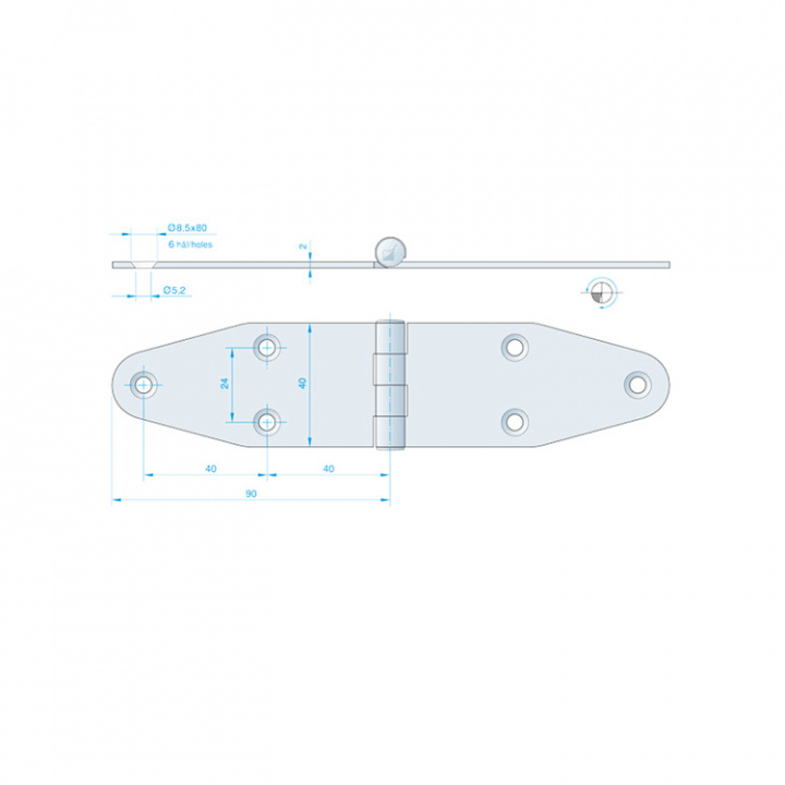 Gångjärn 180x40 mm