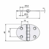Gångjärn Ellips 67x48mm AISI 316 Gångjärn Ellips 67x48mm AISI 316