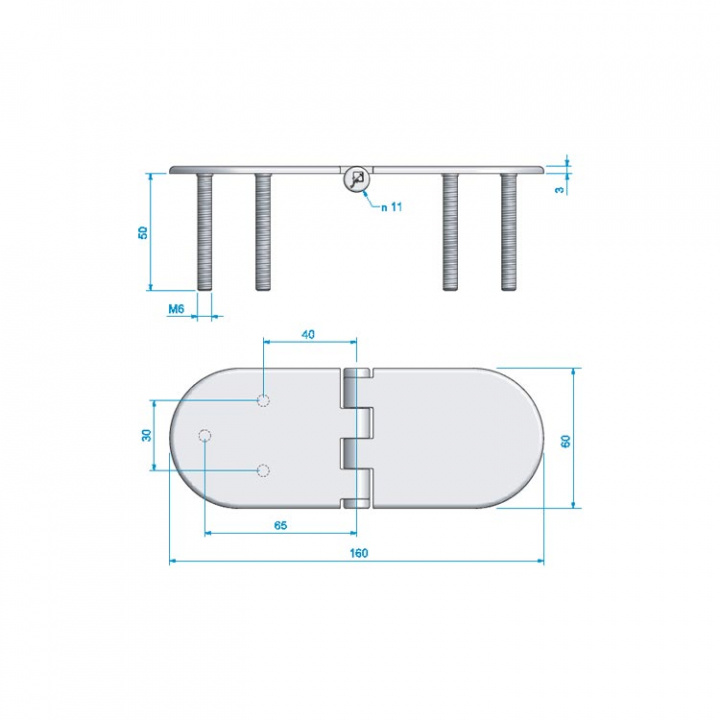 Gångjärn Fasta M6-Skruvar 60x160 mm