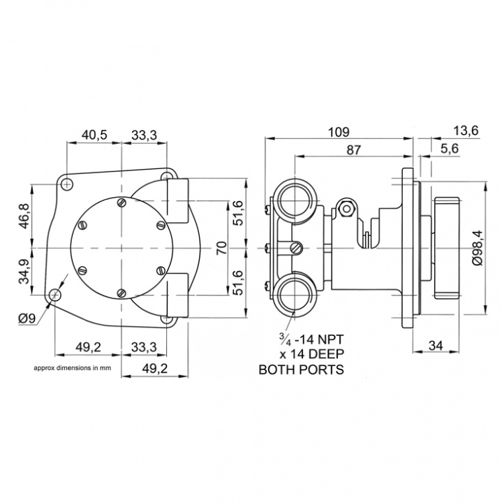 Pump brz flg 040 3/4