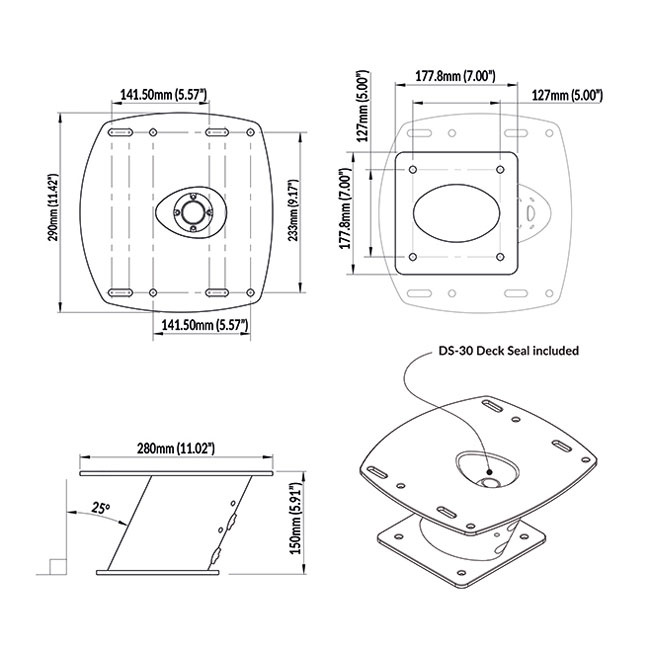 Powertower För Radar 150mm Aluminium Svart