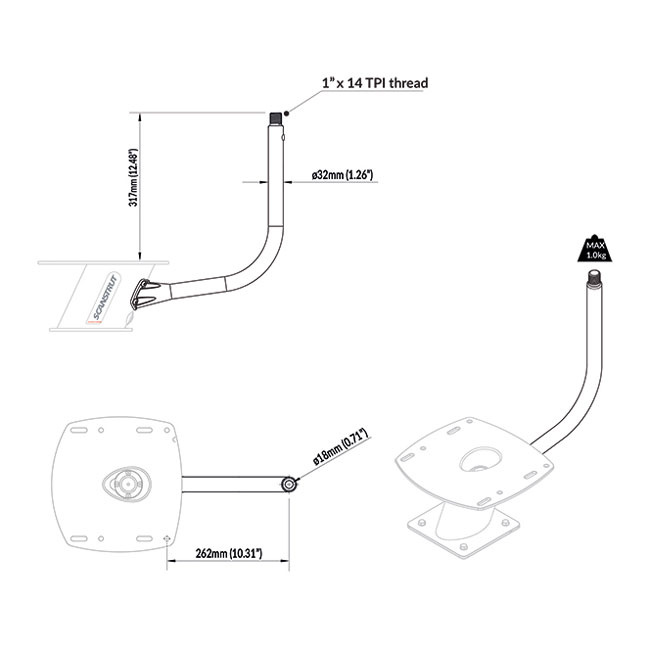 PowerTower Stång GPS & VHF Hållare