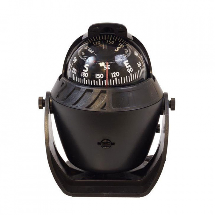 Kompass Svart Ø70mm Med Bygel, Belysning & Kompensator