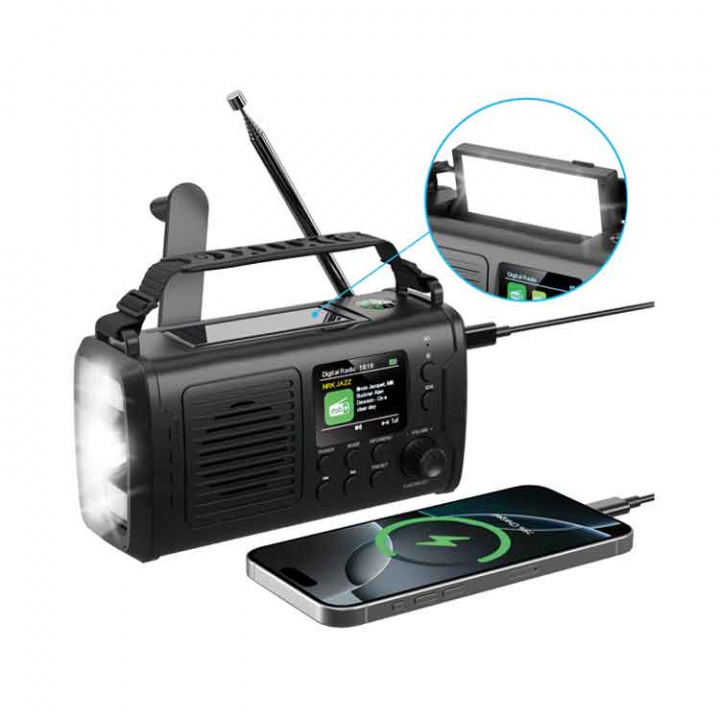 Nödradio DAB+/FM, Bluetooth, Vev, Solpanel Och Powerbank – 10 000mAh