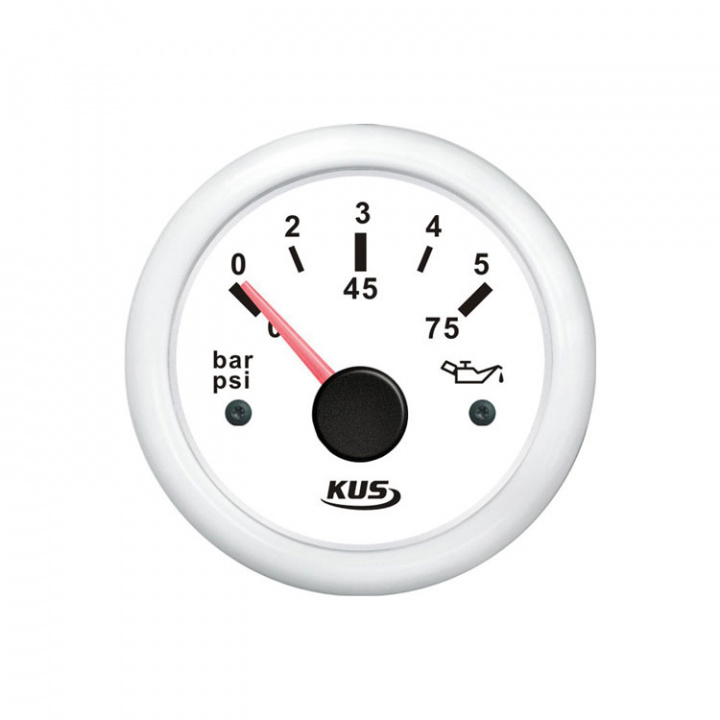 Oljetryckmätare Vit 0-5 Bar 12/24V