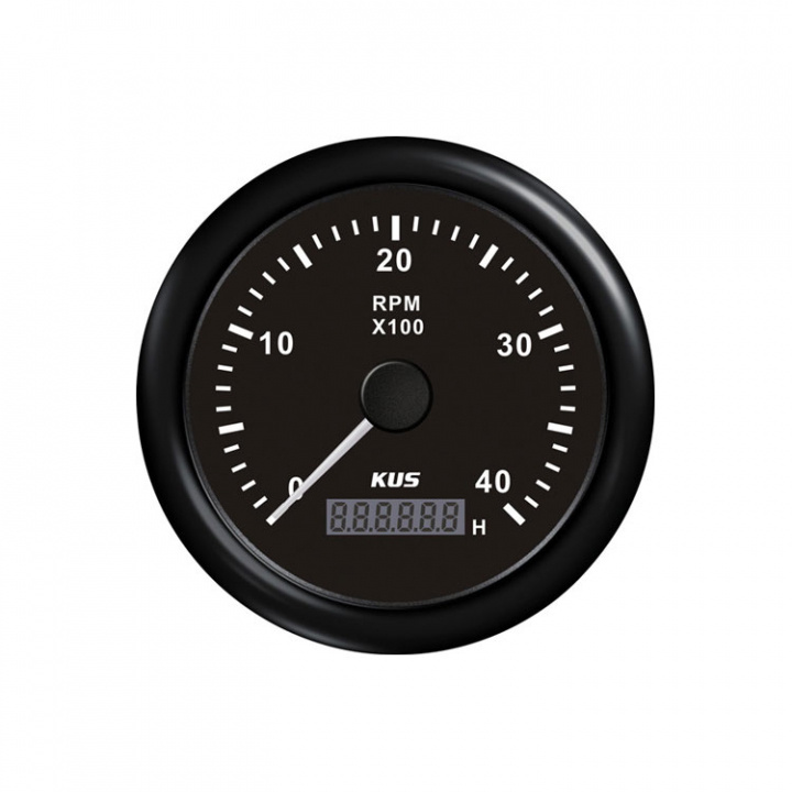 Varvmätare 0-4000 RPM Med Timräknare Svart 12/24V