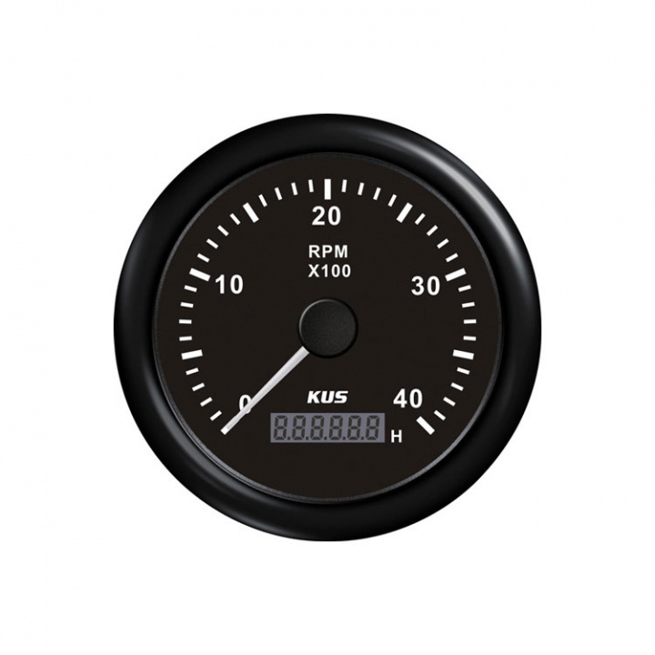 Varvmätare Diesel 0-4000 RPM Med Timräknare Svart 12/24V