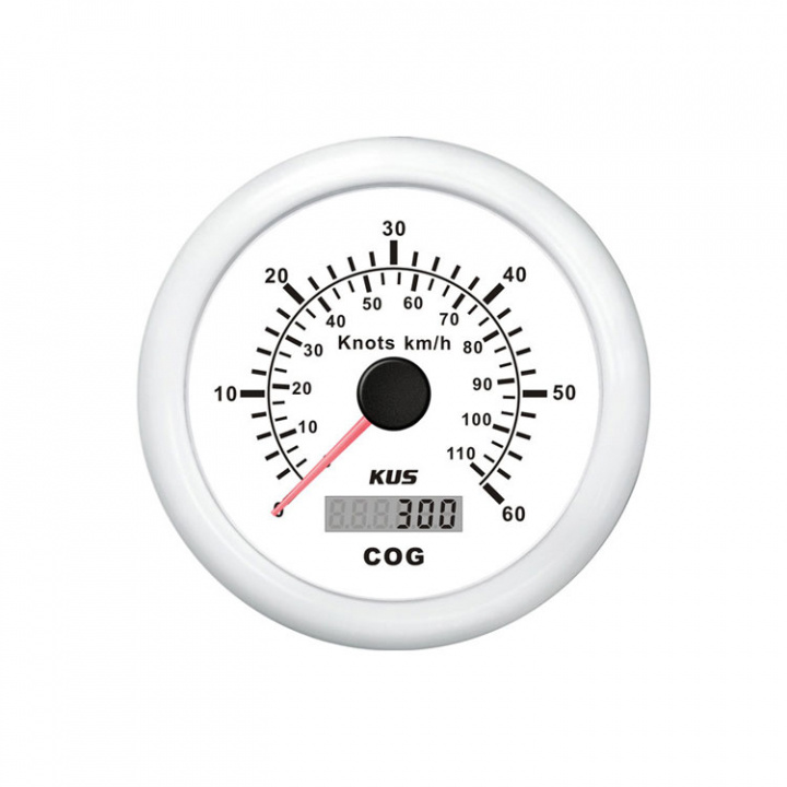 GPS Logg 0-60 Knop Vit 12/24V