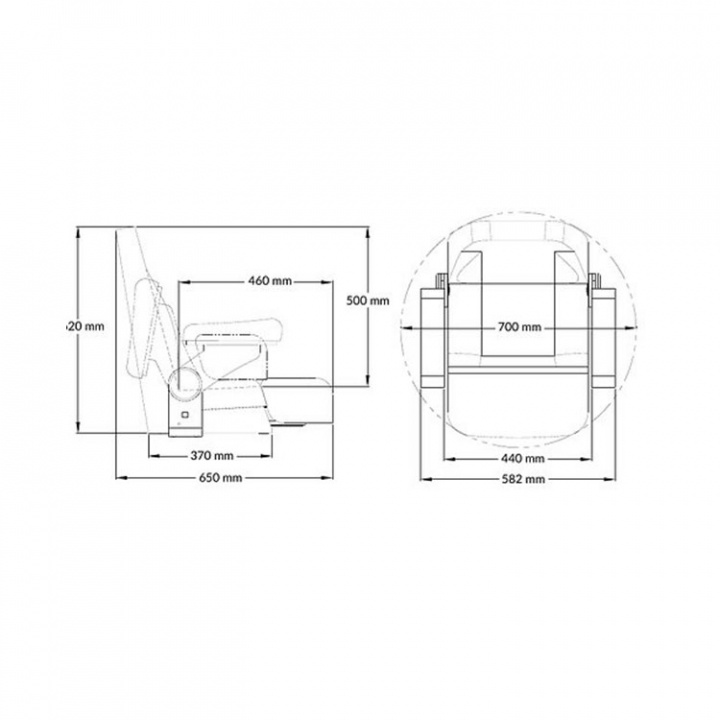 Royal Båtstol Carbon Svart/Vit Med Flip Up-Puff & Armstöd